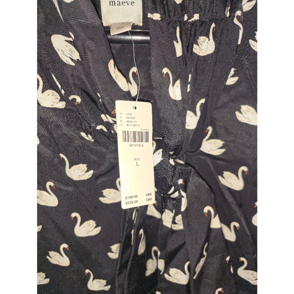 Anthropologie Maeve The Caroline Tie Neck Mini Dress Swan NWT Size L Whimsy - Picture 9 of 9